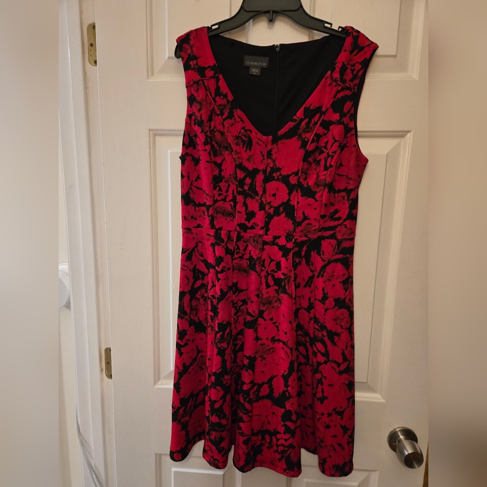 Covington Red and Black Floral Mini Dress